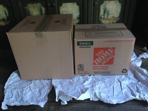 Protect your floors by putting a moving pad or paper underneath your boxes.