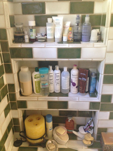 The Before: Too many products in one shower!