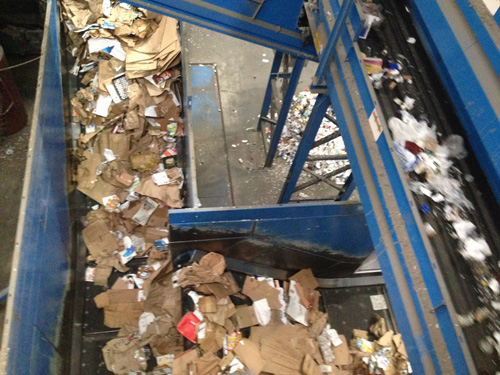 Cardboard sorting section of the recycling center.