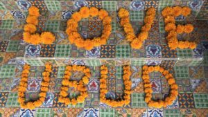 Flowers stating: LOVE UBUD