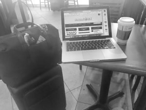Compact, easy to maneuver and stylish - my away luggage hard at work in the San Jose International Airport